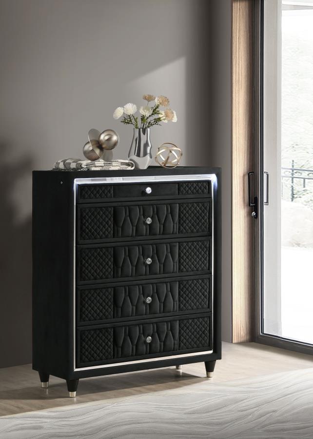 Lorient 5-drawer LED Chest of Drawers Black view 2