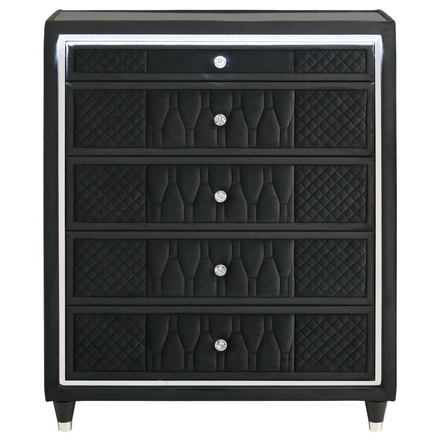 Lorient 5-drawer LED Chest of Drawers Black view 3
