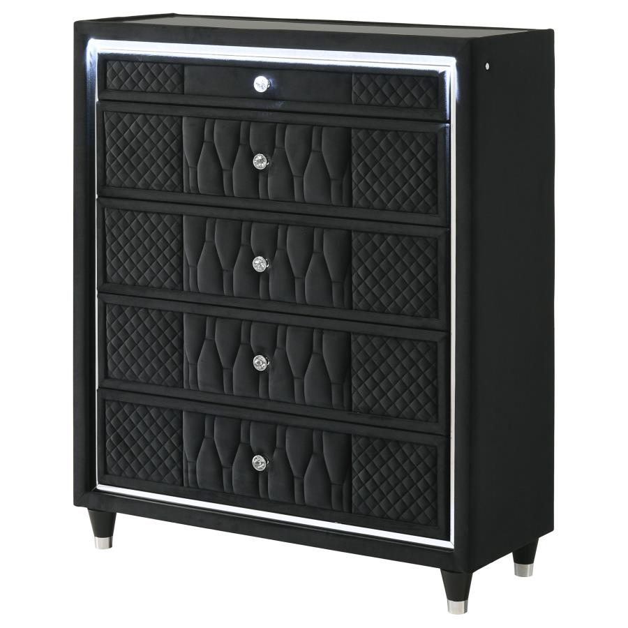 Lorient 5-drawer LED Chest of Drawers Black view 4
