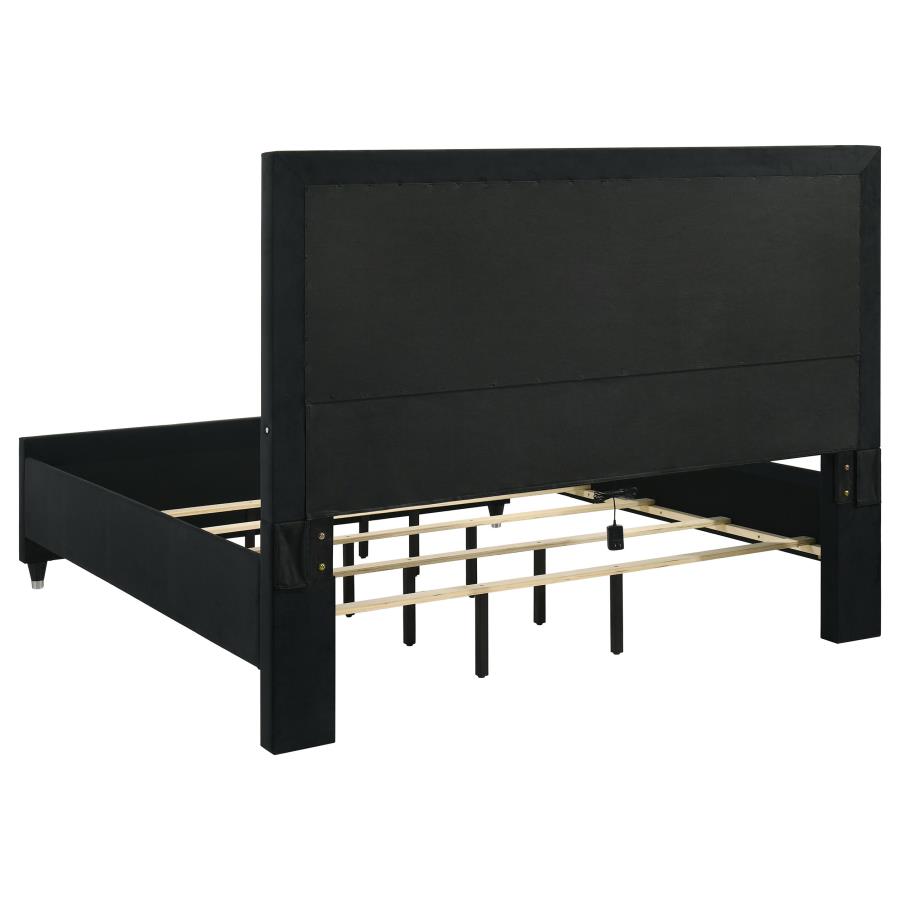 Ravenne Velvet Upholstered Eastern King LED Panel Bed Black view 5