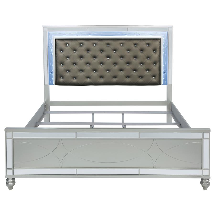 Gunnison Wood Eastern King LED Panel Bed Silver Metallic view 4