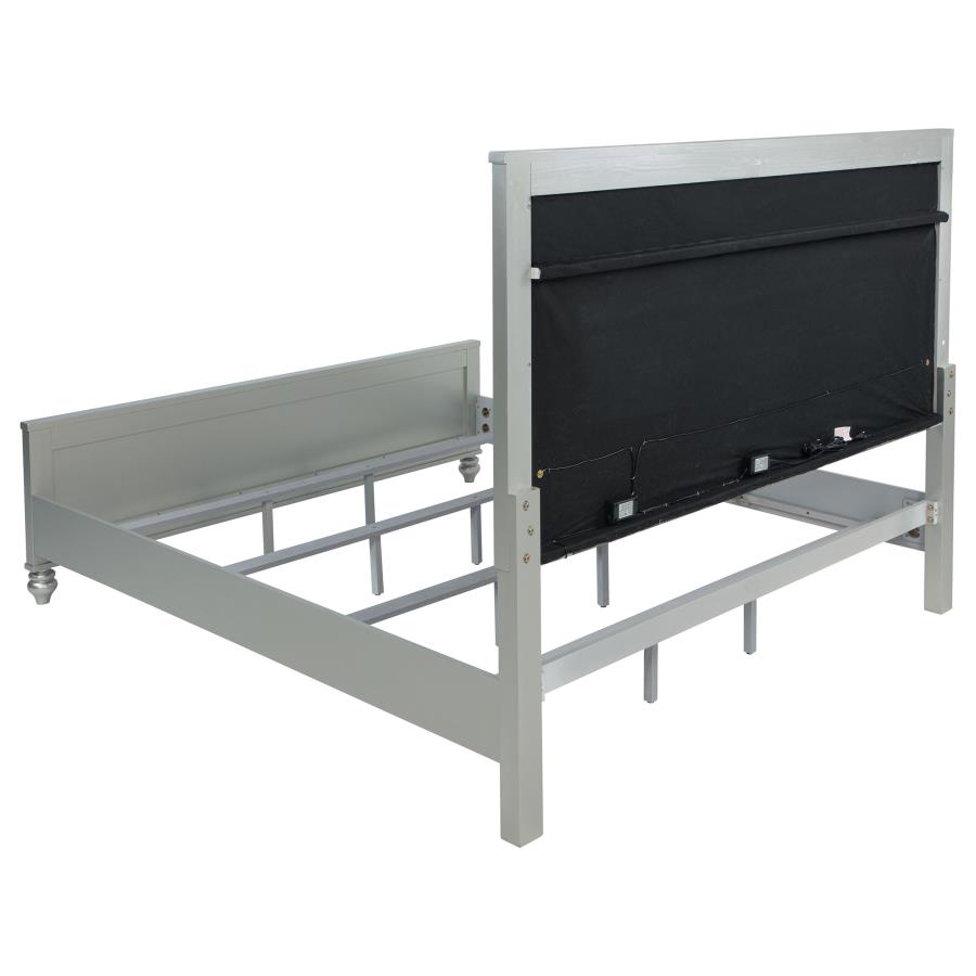 Gunnison Wood Eastern King LED Panel Bed Silver Metallic view 5