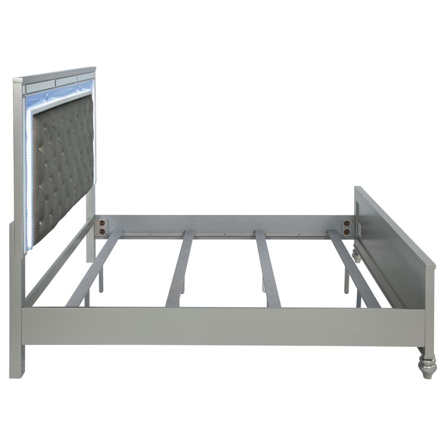 Gunnison Wood Eastern King LED Panel Bed Silver Metallic view 6