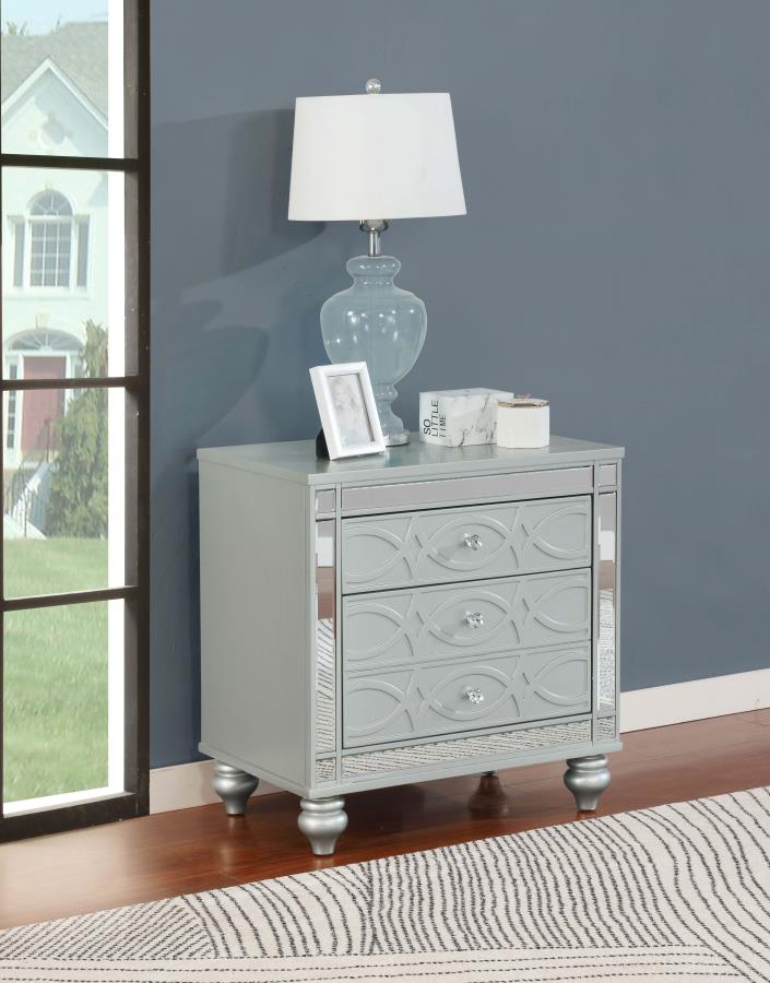 Gunnison 2-drawer Nightstand Silver Metallic view 2