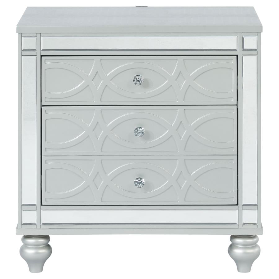 Gunnison 2-drawer Nightstand Silver Metallic view 3