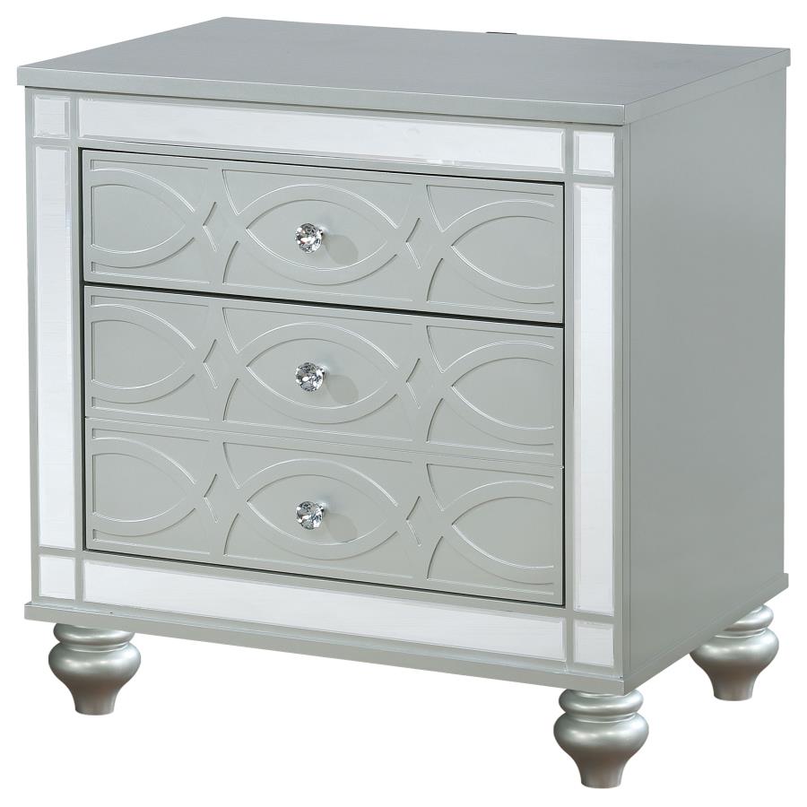 Gunnison 2-drawer Nightstand Silver Metallic view 4