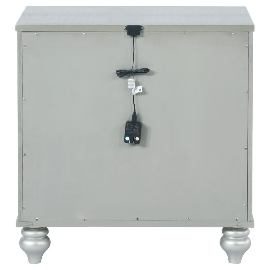 Gunnison 2-drawer Nightstand Silver Metallic view 7
