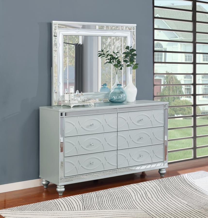 Gunnison 6-drawer Dresser with Mirror Silver Metallic view 2
