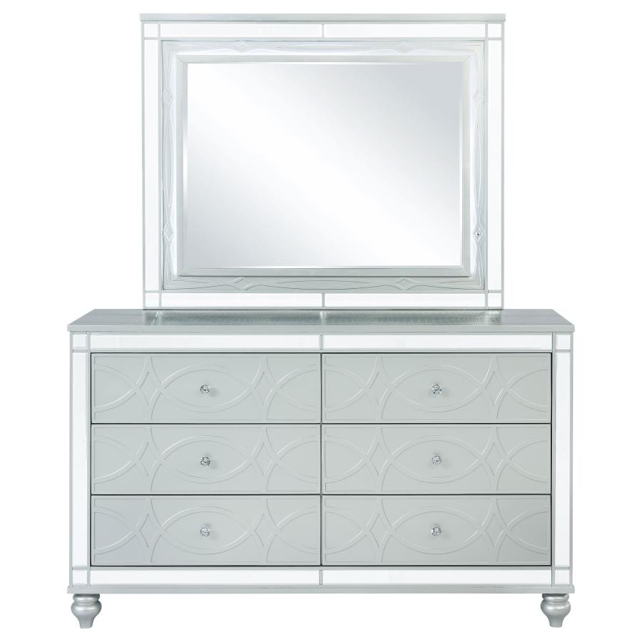 Gunnison 6-drawer Dresser with Mirror Silver Metallic view 3
