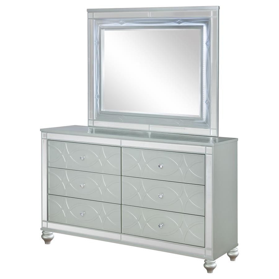 Gunnison 6-drawer Dresser with Mirror Silver Metallic view 4