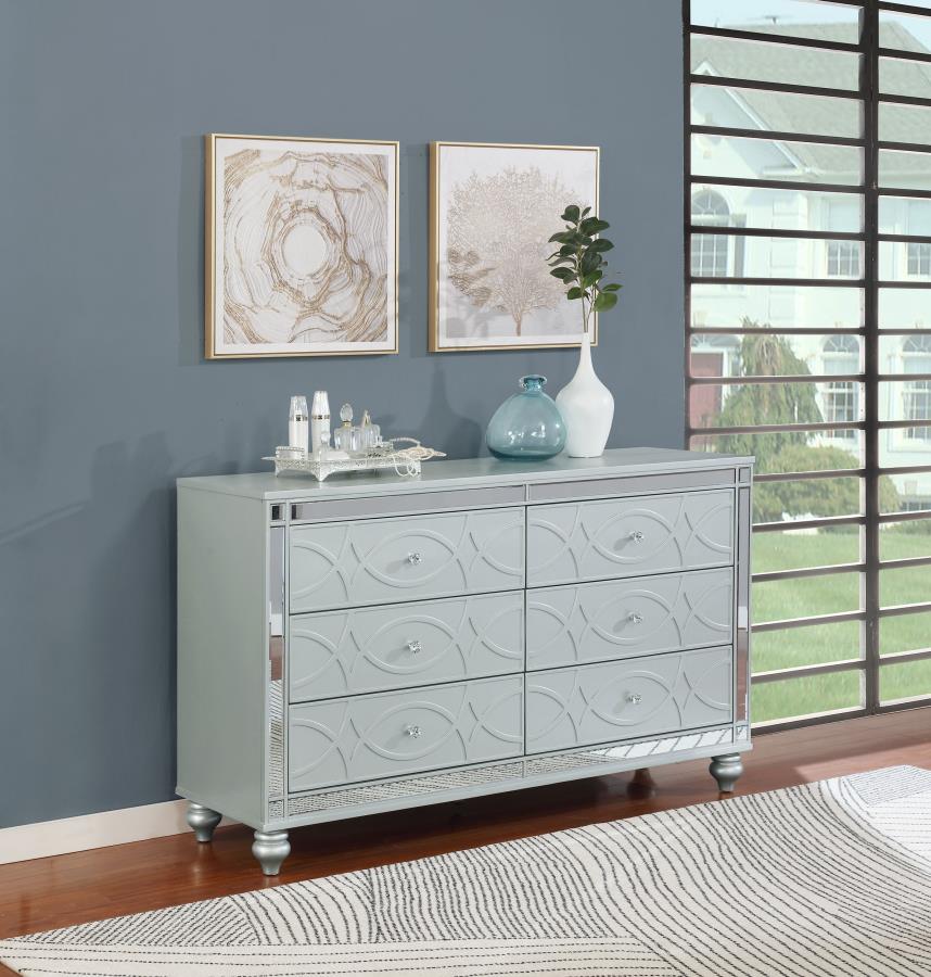 Gunnison 6-drawer Dresser Silver Metallic view 2