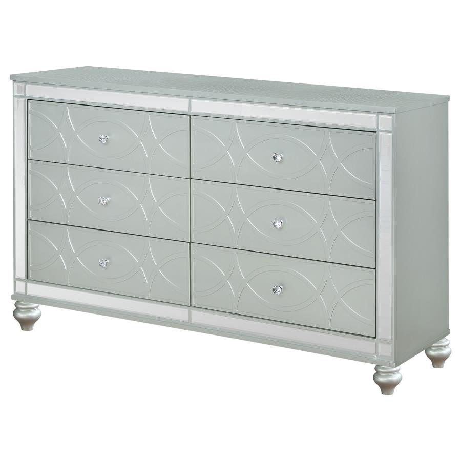 Gunnison 6-drawer Dresser Silver Metallic view 4