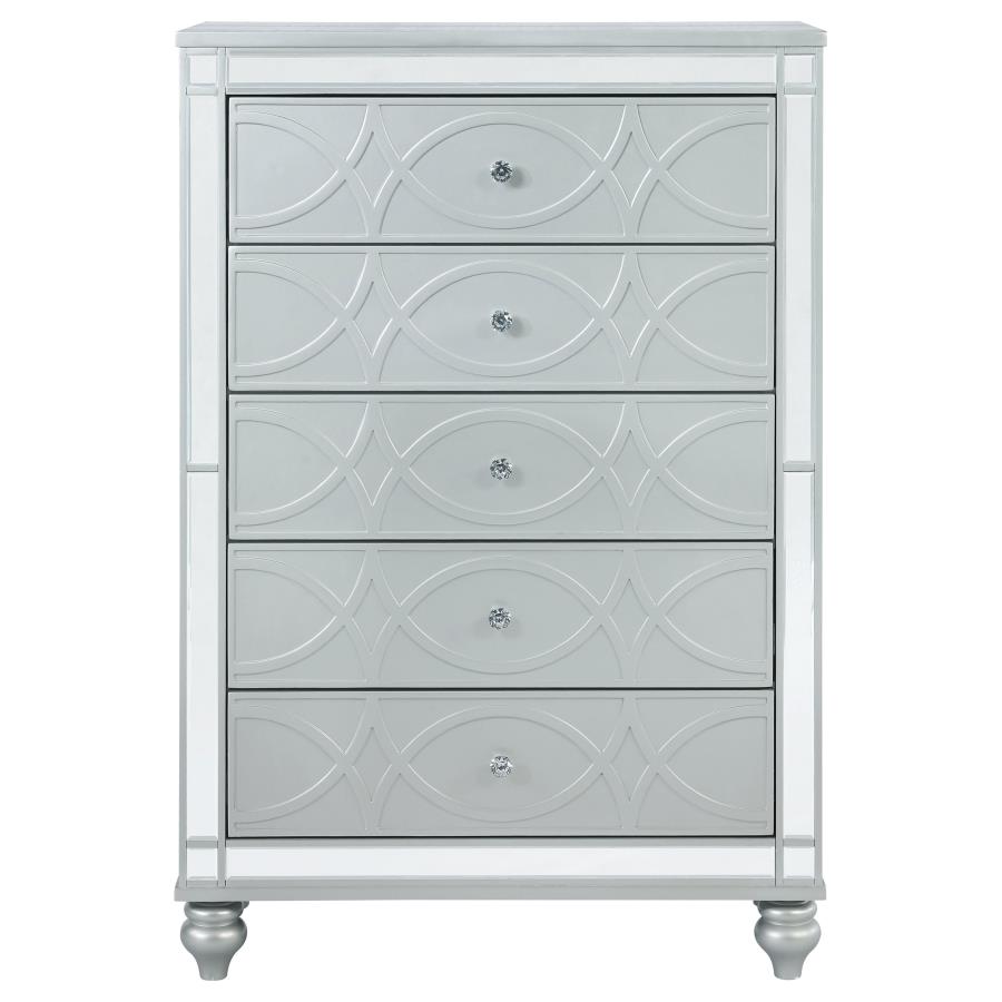 Gunnison 5-drawer Bedroom Chest Silver Metallic view 3