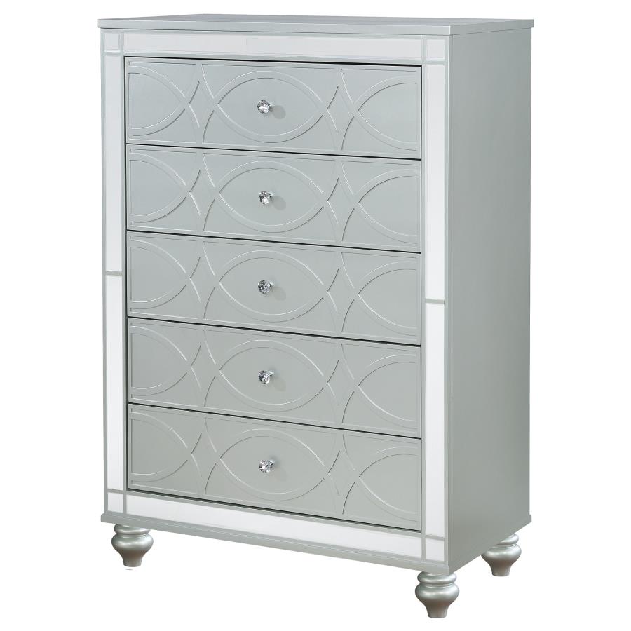 Gunnison 5-drawer Bedroom Chest Silver Metallic view 4