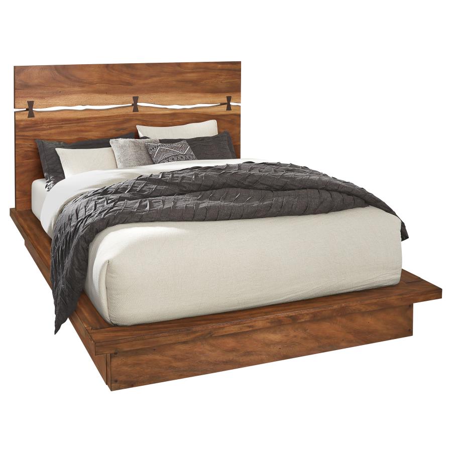 Winslow Wood Queen Panel Bed Smokey Walnut and Coffee Bean view 3
