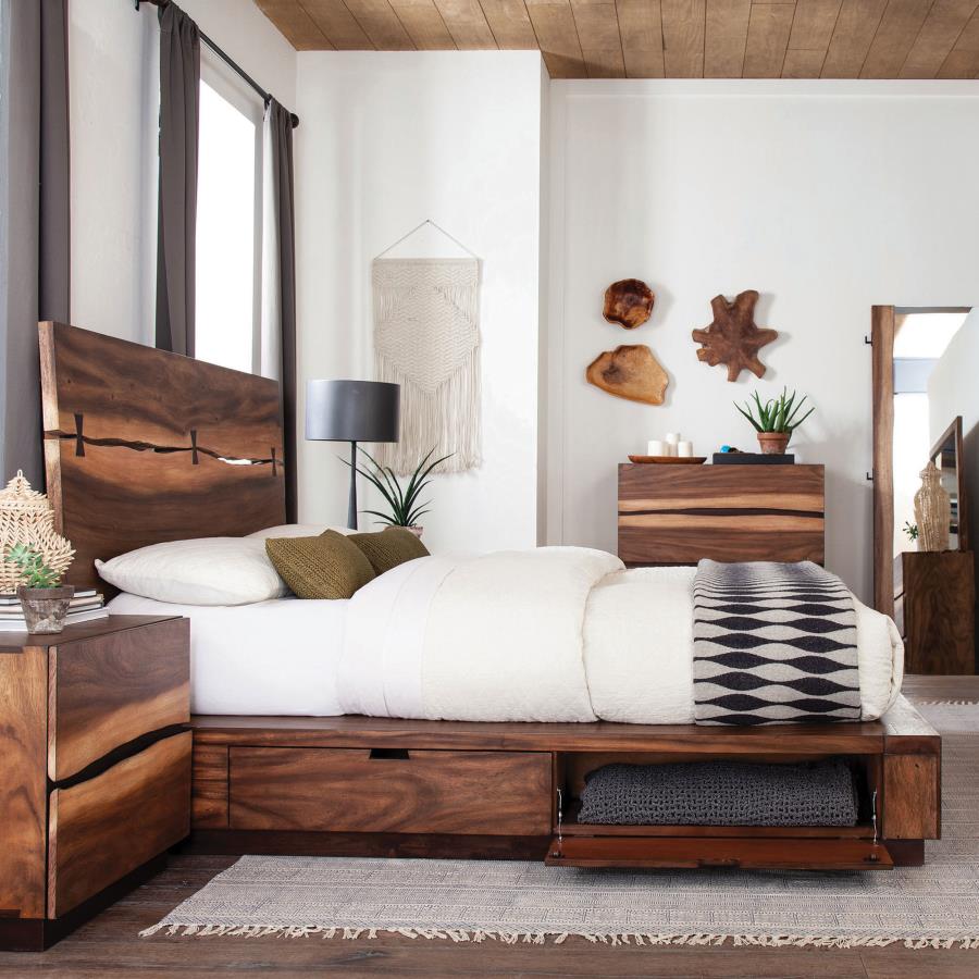 Winslow Wood Eastern King Storage Panel Bed Smokey Walnut view 2