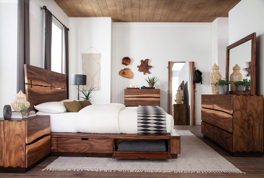 Winslow Wood Queen Storage Panel Bed Smokey Walnut view 5
