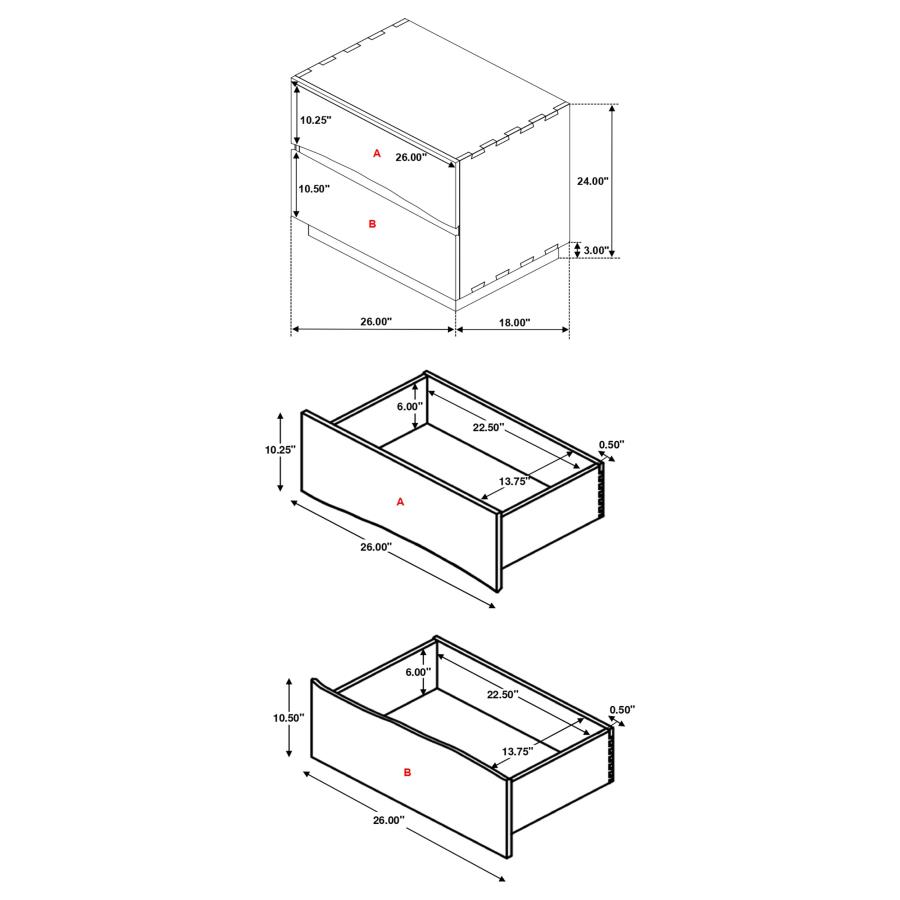 Winslow 2-drawer Nightstand Smokey Walnut view 3