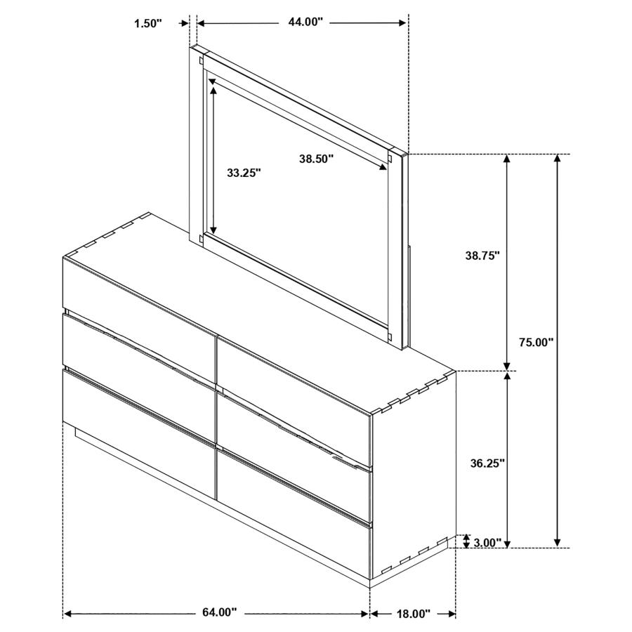 Winslow 6-drawer Dresser with Mirror Smokey Walnut view 3
