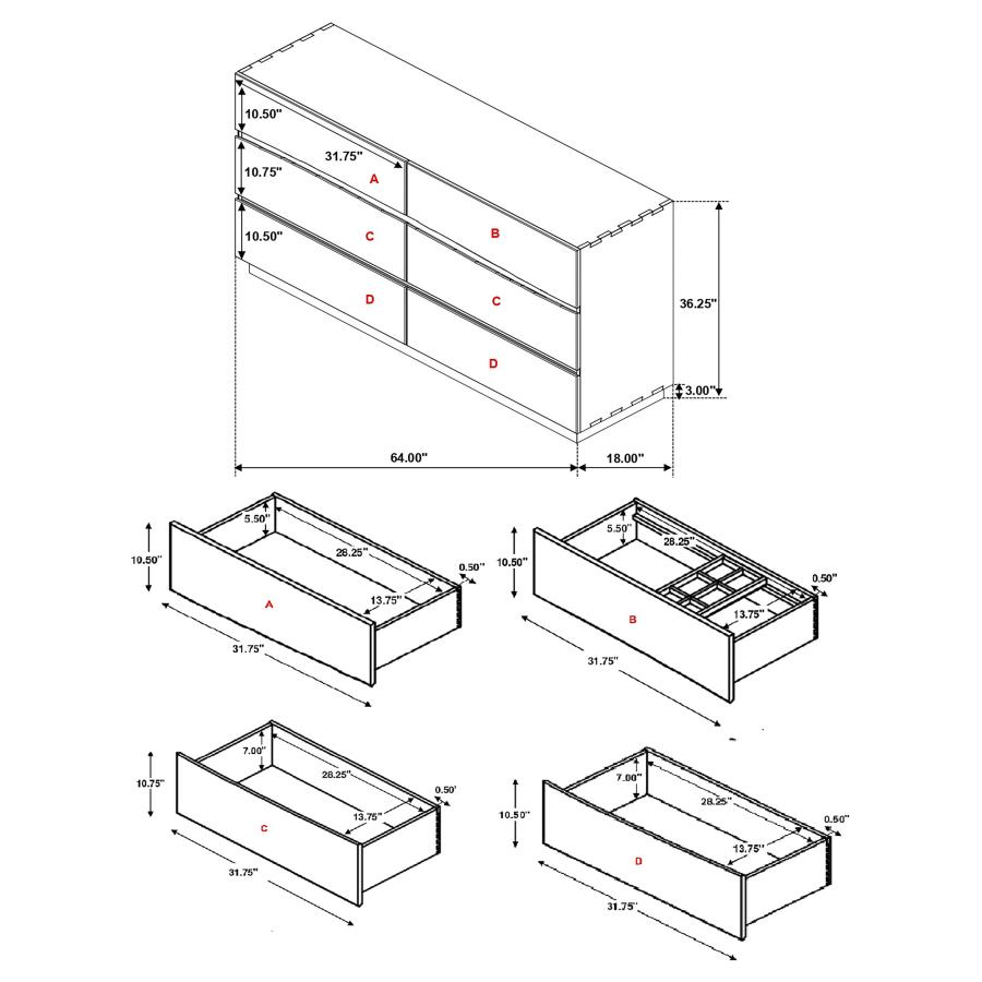 Winslow 6-drawer Dresser Smokey Walnut view 3