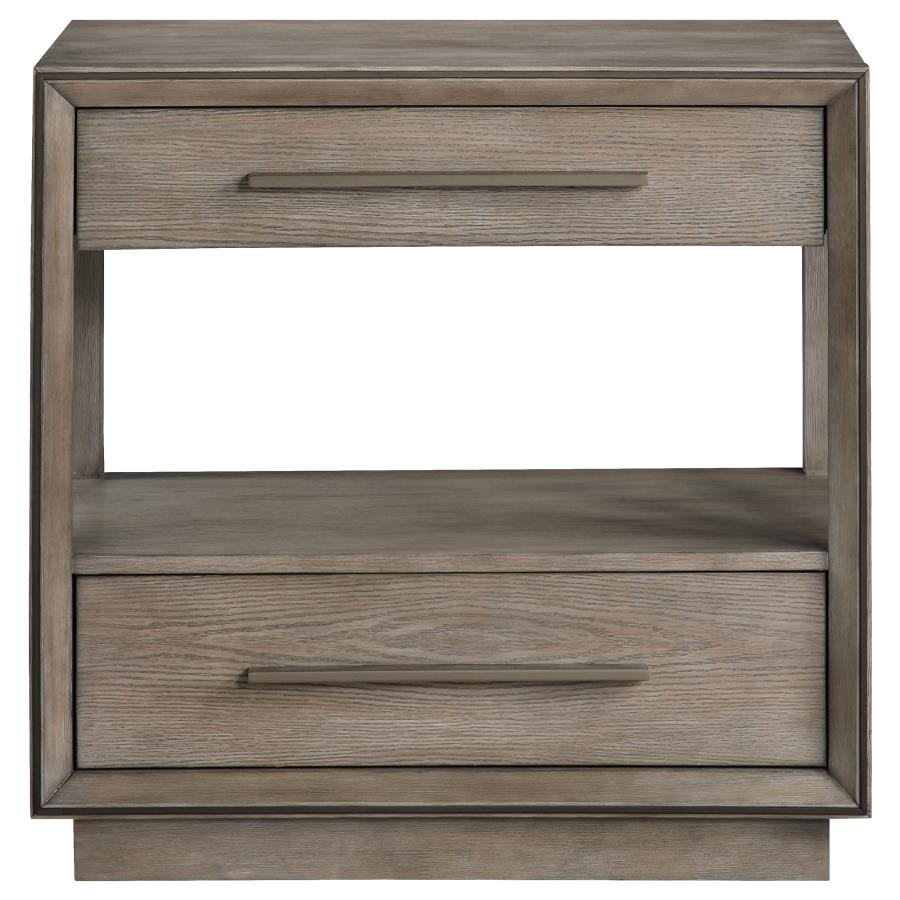 Durango 2-drawer Nightstand Bedside Table Taupe Oak view 3