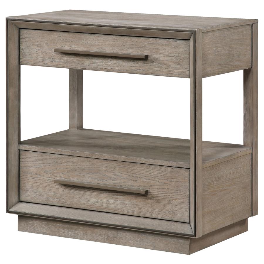 Durango 2-drawer Nightstand Bedside Table Taupe Oak view 4
