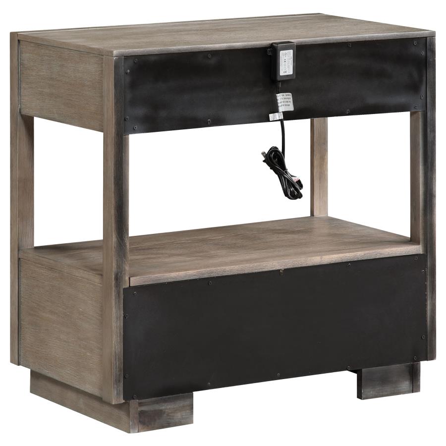 Durango 2-drawer Nightstand Bedside Table Taupe Oak view 6