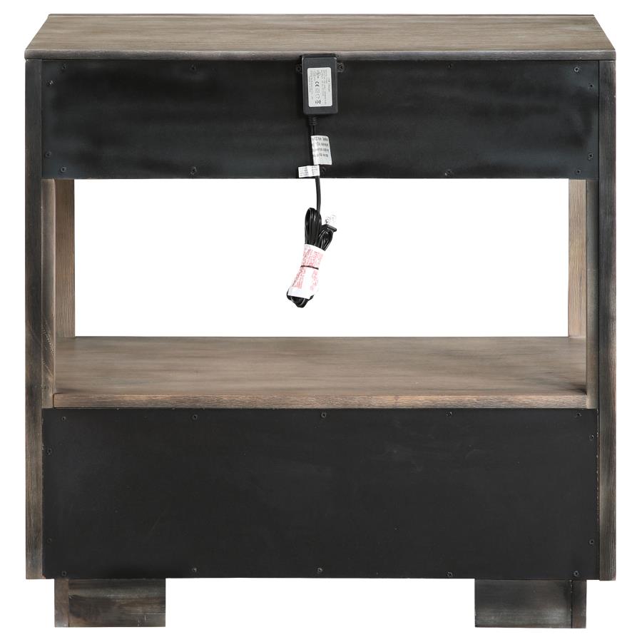 Durango 2-drawer Nightstand Bedside Table Taupe Oak view 7