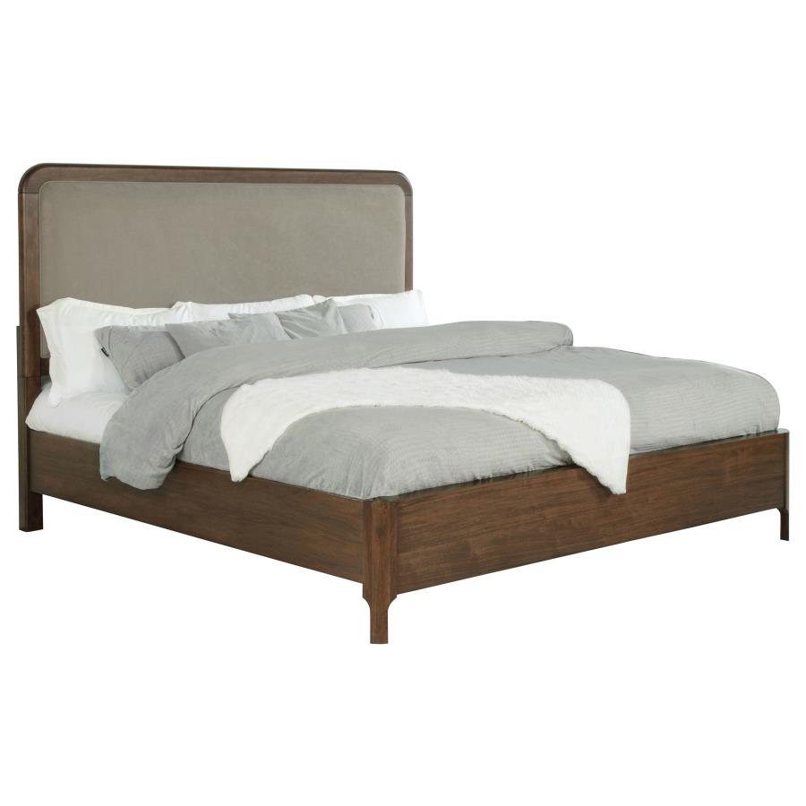Maderia 57-inch Upholstered Eastern King Panel Bed Walnut view 3
