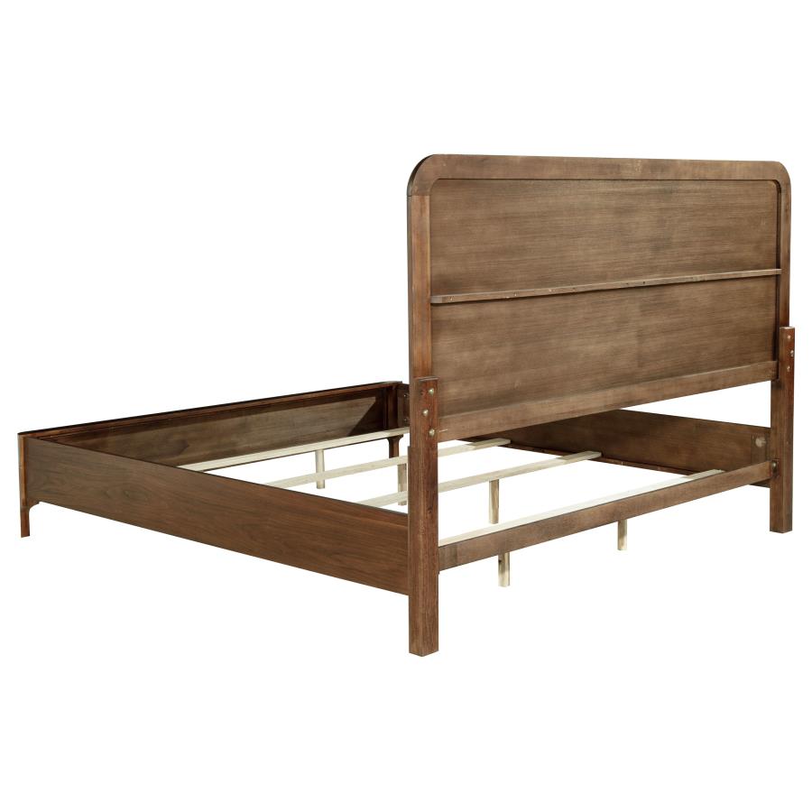 Maderia 57-inch Upholstered Eastern King Panel Bed Walnut view 4