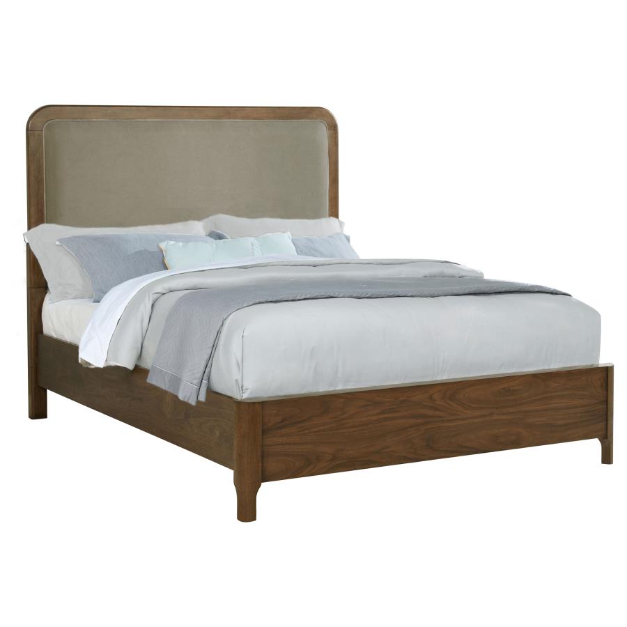 Maderia 57-inch Upholstered Queen Panel Bed Walnut view 3
