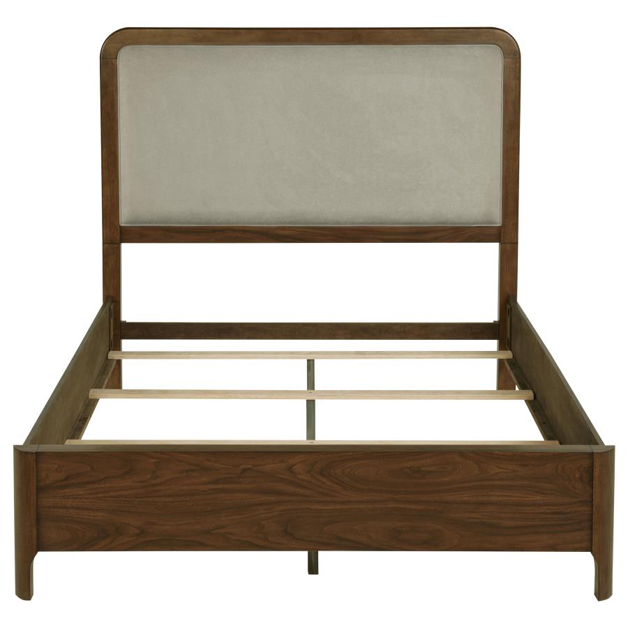 Maderia 57-inch Upholstered Queen Panel Bed Walnut view 4