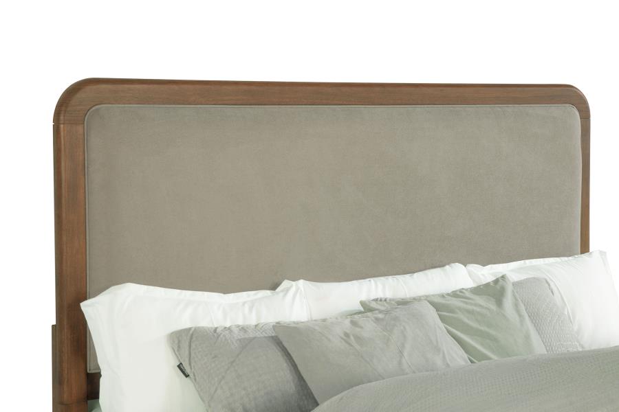 Maderia 57-inch Upholstered Queen Panel Bed Walnut view 7