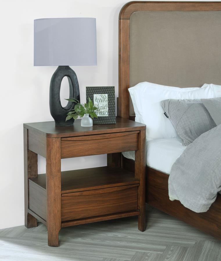 Maderia 2-drawer Nightstand Bedside Table Walnut view 2