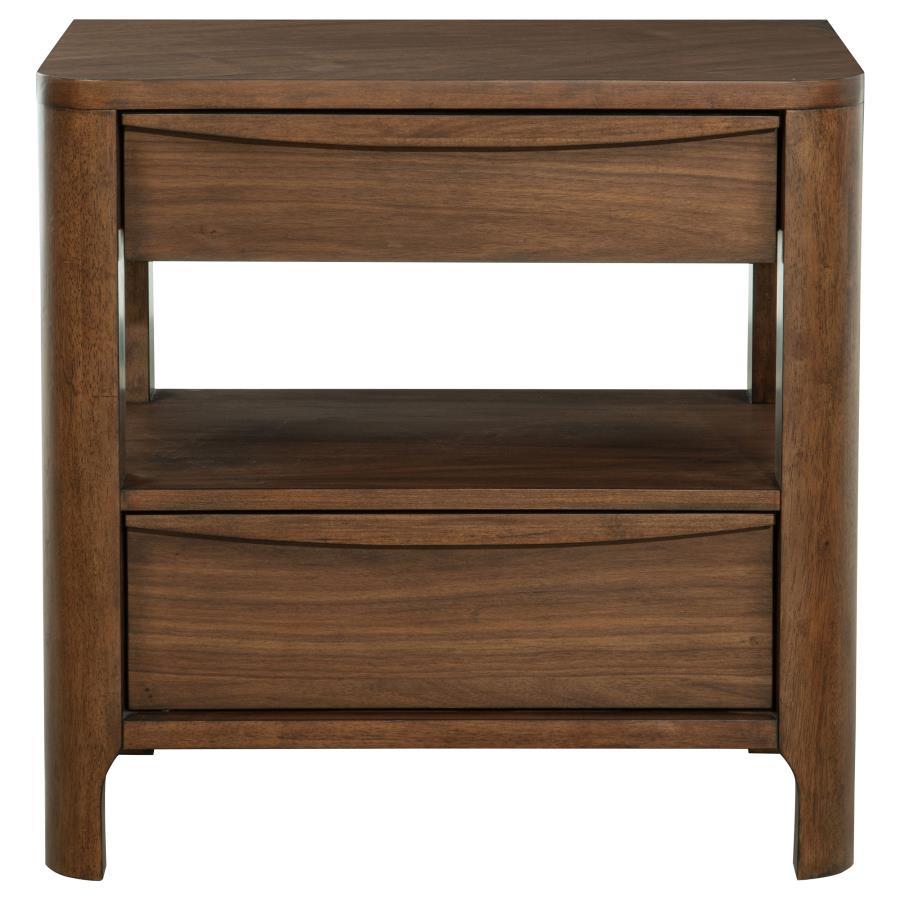 Maderia 2-drawer Nightstand Bedside Table Walnut view 3