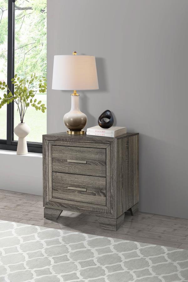 Wright 2-drawer Nightstand Bedside Table Brown Oak view 2