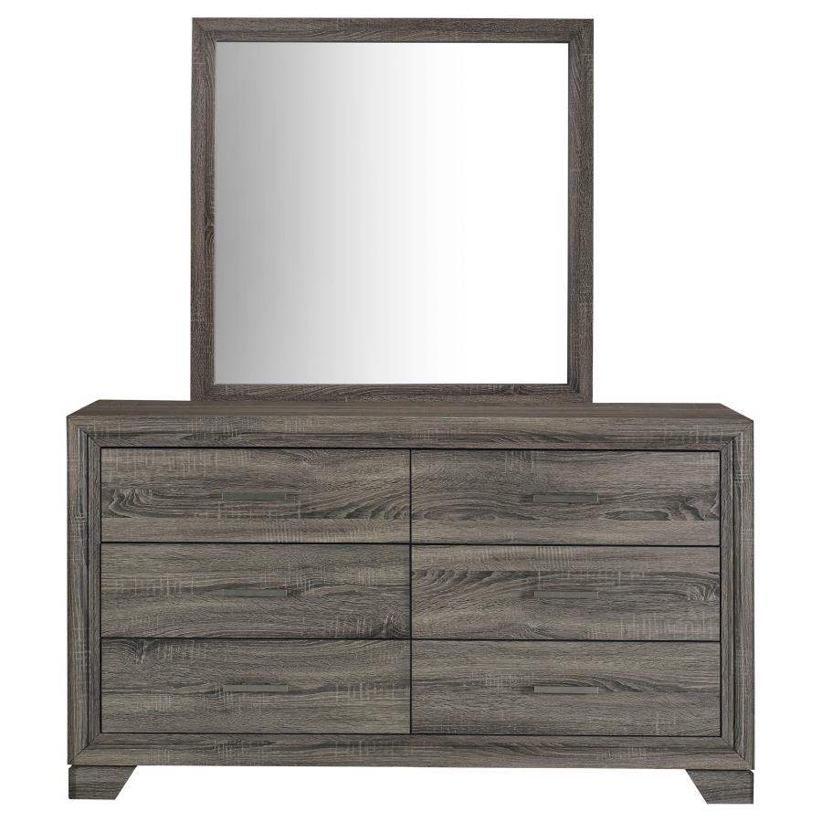 Wright 6-drawer Dresser and Mirror Brown Oak view 3