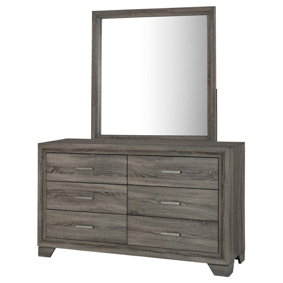 Wright 6-drawer Dresser and Mirror Brown Oak view 4
