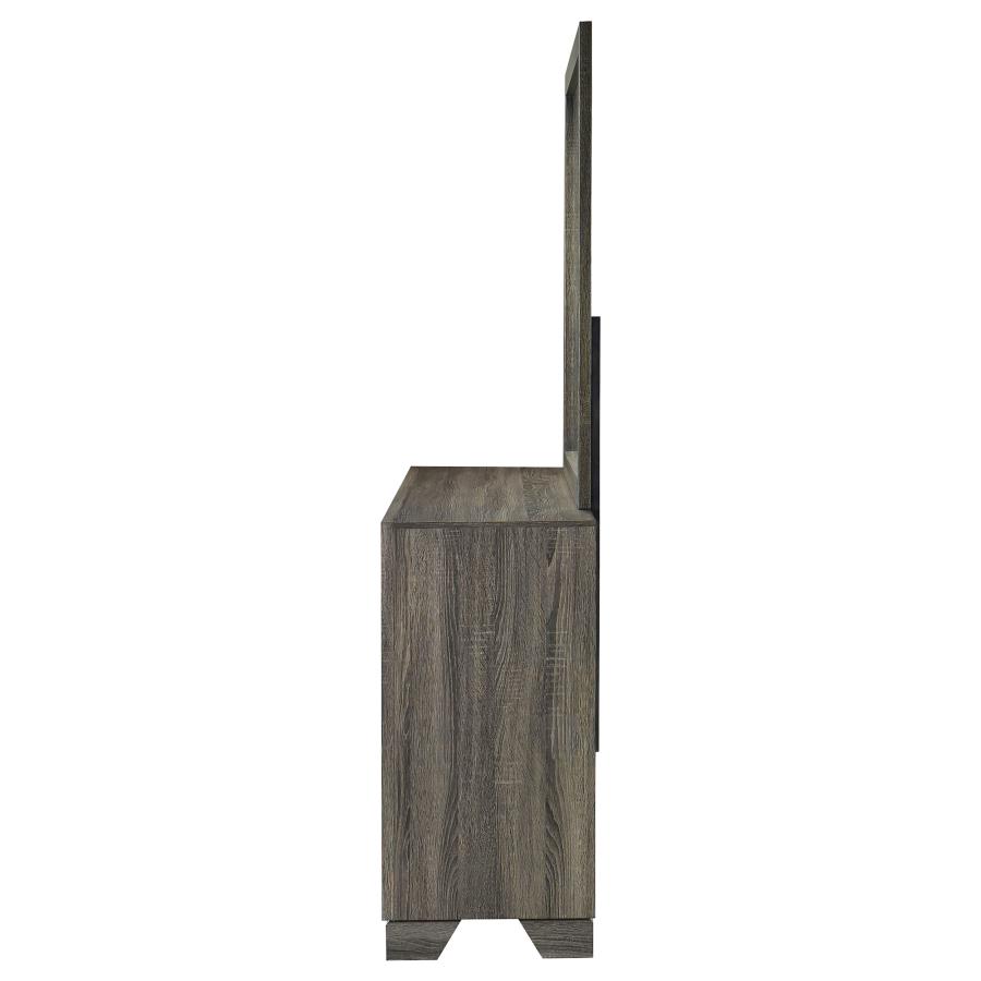 Wright 6-drawer Dresser and Mirror Brown Oak view 5