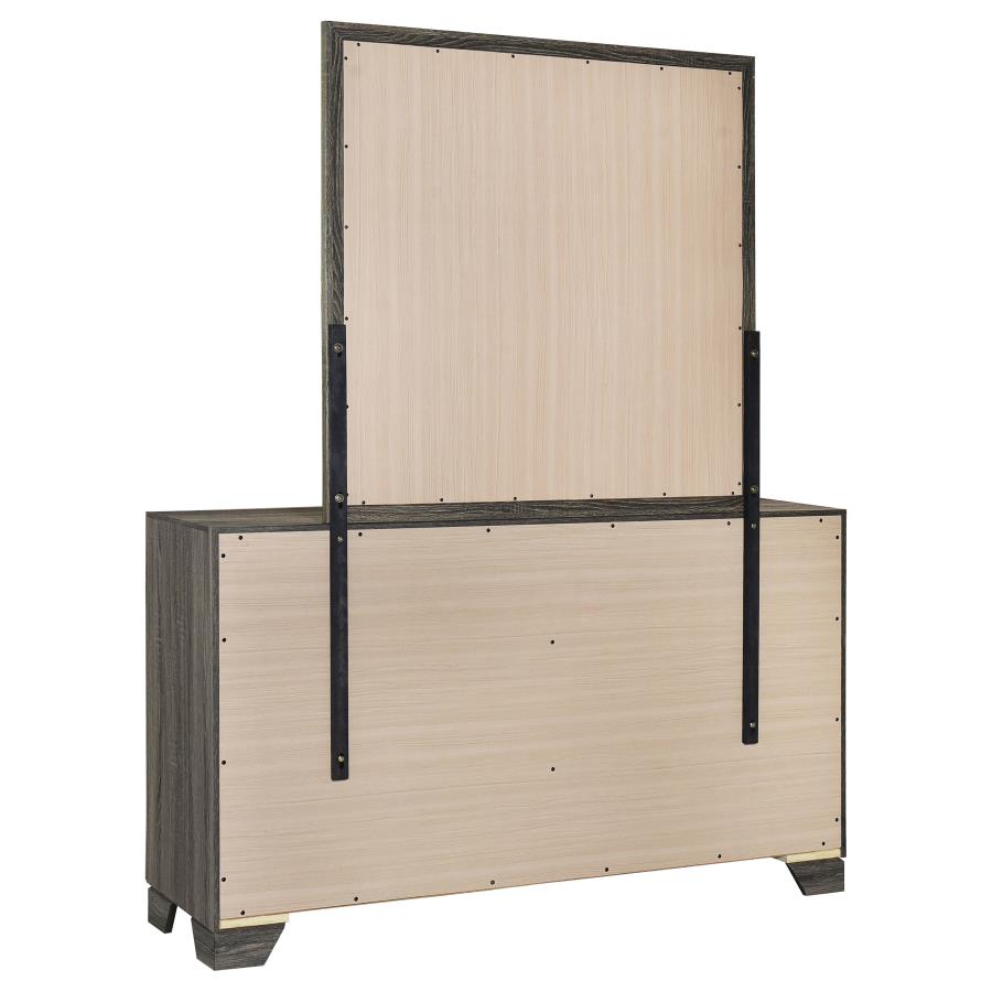 Wright 6-drawer Dresser and Mirror Brown Oak view 6