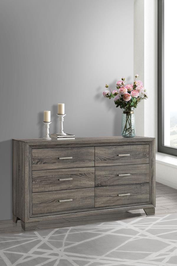 Wright 6-drawer Dresser Cabinet Brown Oak view 2