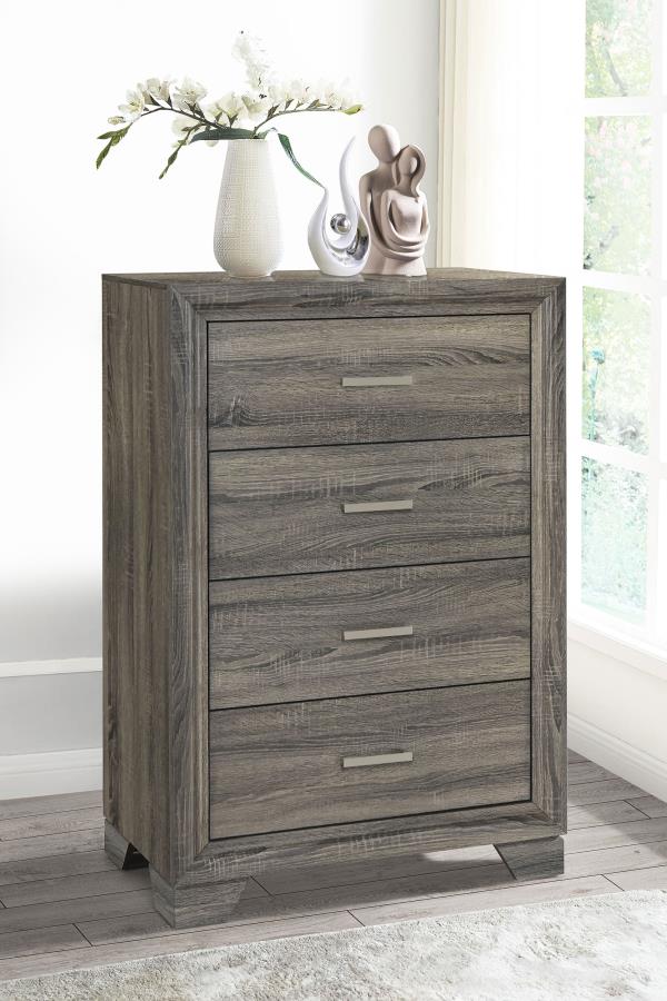 Wright 4-drawer Chest of Drawers Brown Oak view 2