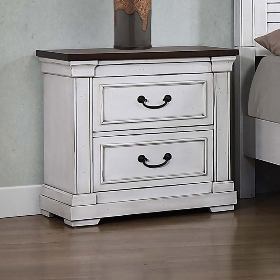 Hillcrest 2-drawer Nightstand Distressed White view 2