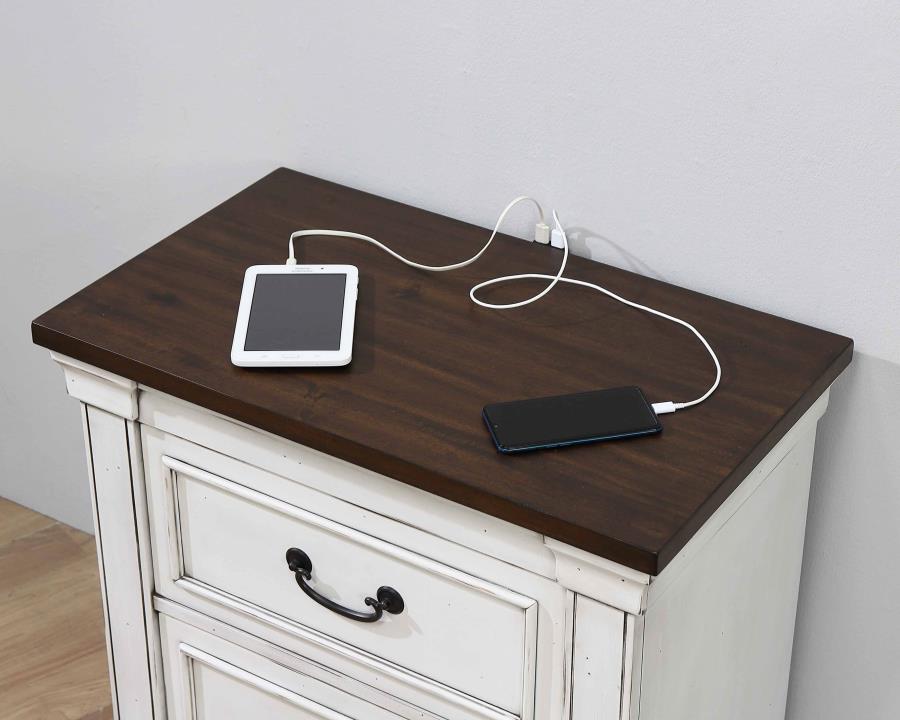 Hillcrest 2-drawer Nightstand Distressed White view 3