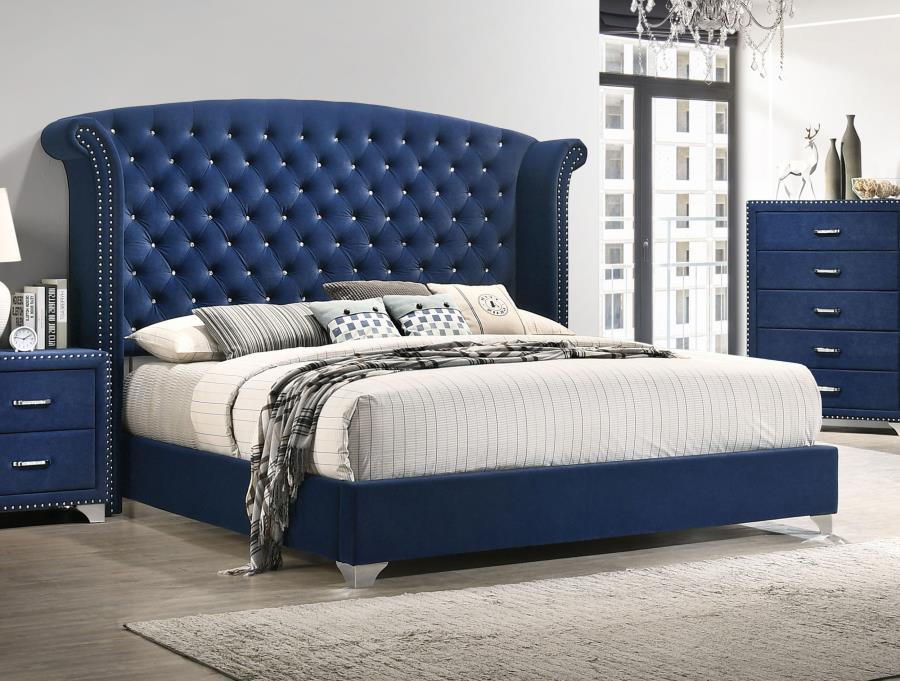 Melody Upholstered Eastern King Wingback Bed Pacific Blue view 2