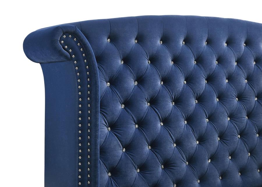 Melody Upholstered Eastern King Wingback Bed Pacific Blue view 3