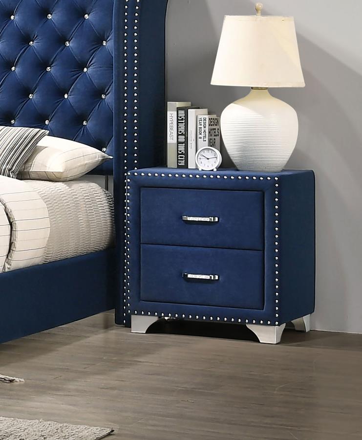 Melody Upholstered 2-drawer Nightstand Pacific Blue view 2