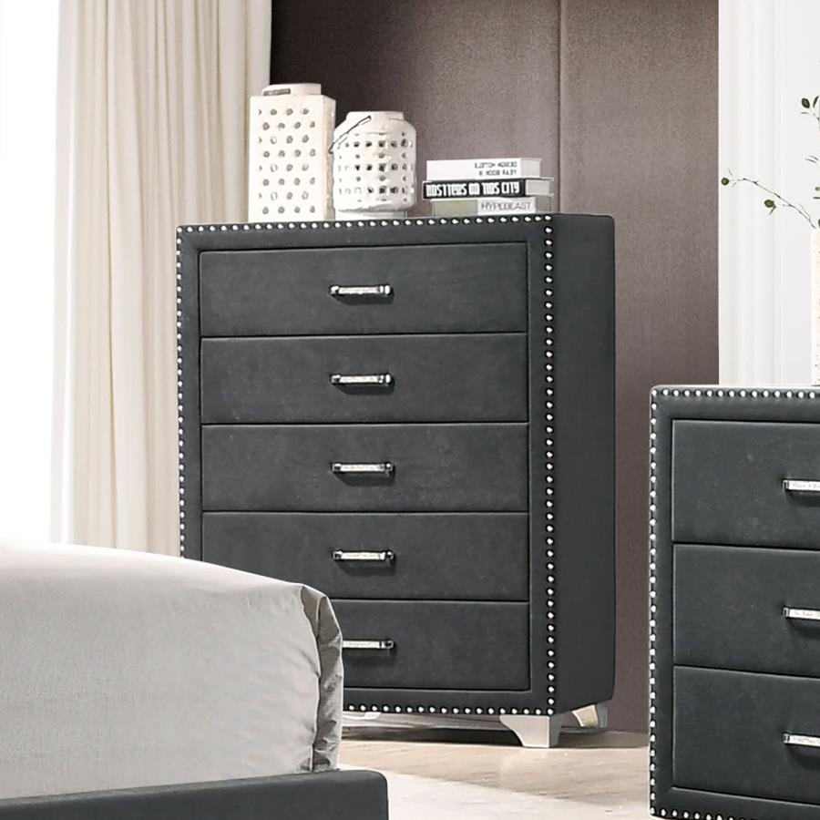 Melody 5-drawer Bedroom Chest Grey view 2