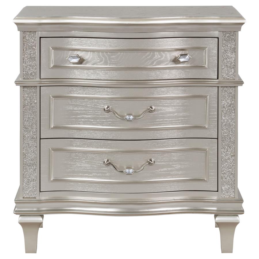 Evangeline 3-drawer Nightstand Silver Oak view 3