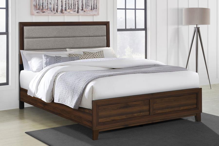 Welsley 50-inch Upholstered Eastern King Bed Walnut view 2